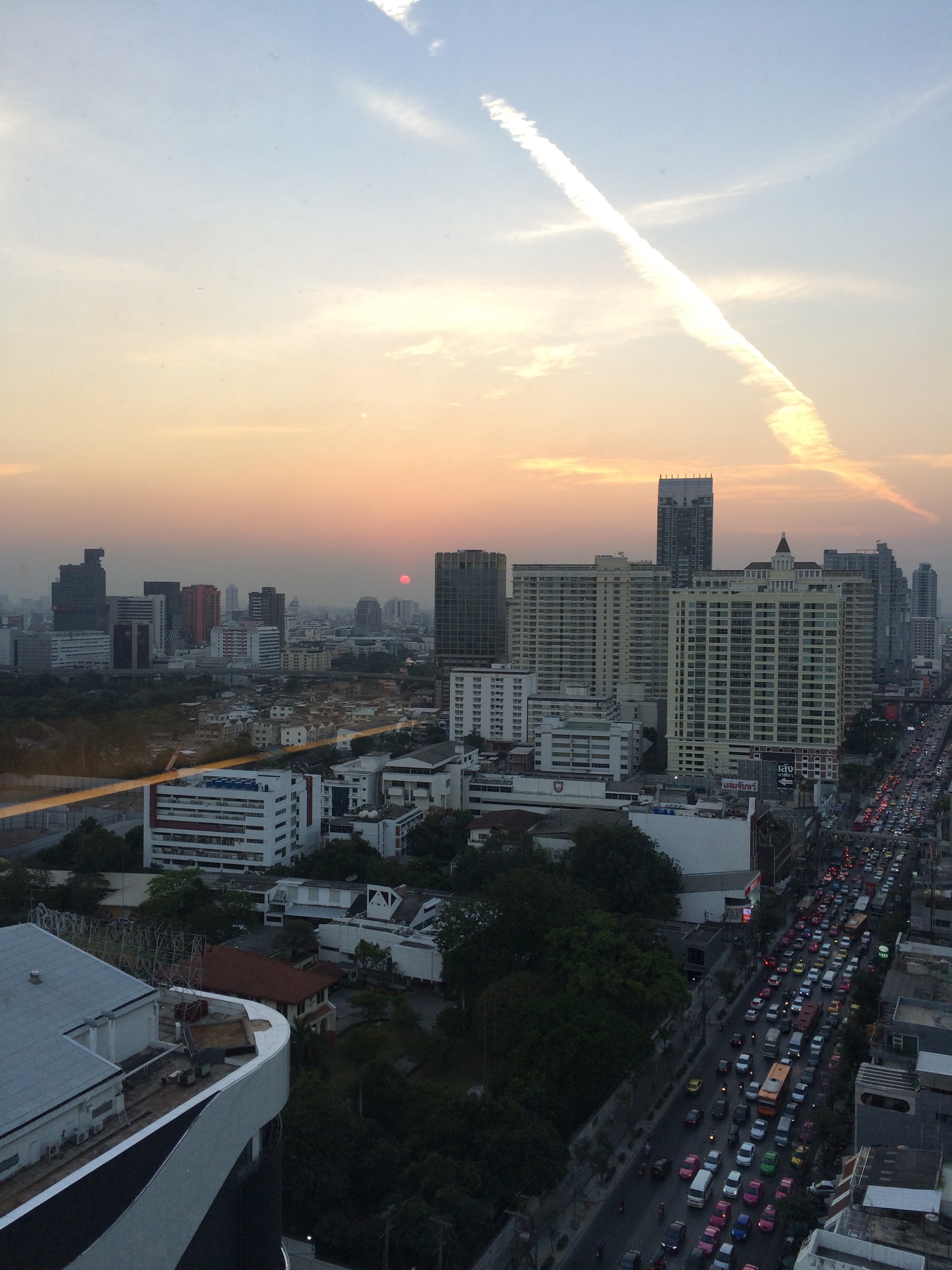 Traffic at sunset in Bangkok